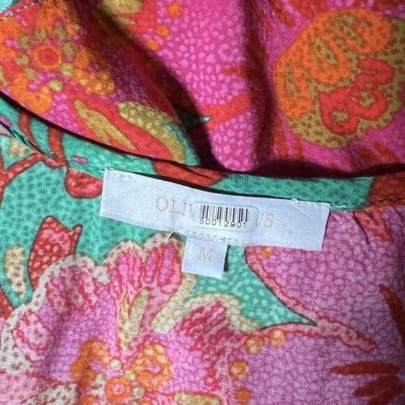 Olivaceous Long Sleeve Bright Floral Mini Tent Dress Size Medium - Picture 6 of 6